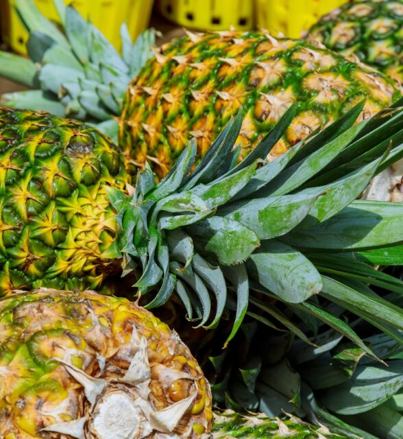 farmer's market selling pineapples for sell in supermarket